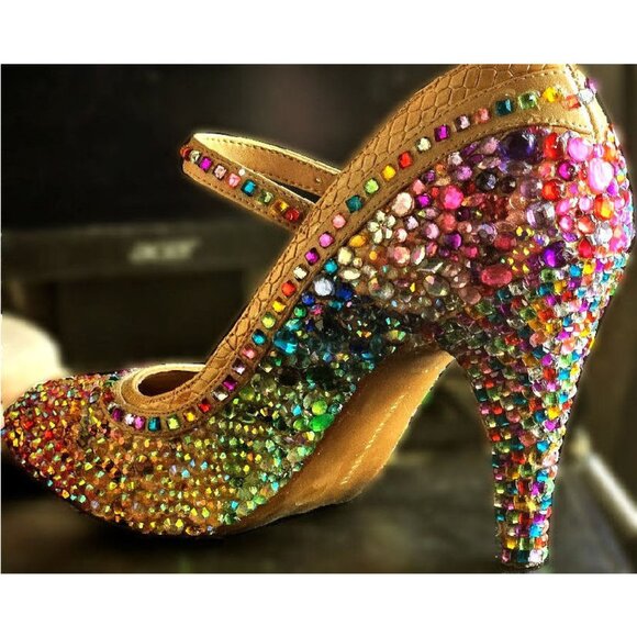 Gorgeous Rainbow Sequined Heels - Picture 2 of 15